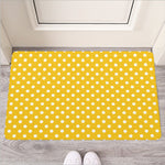 Yellow And White Polka Dot Pattern Print Rubber Doormat