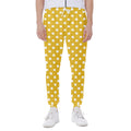 Yellow And White Polka Dot Pattern Print Joggers