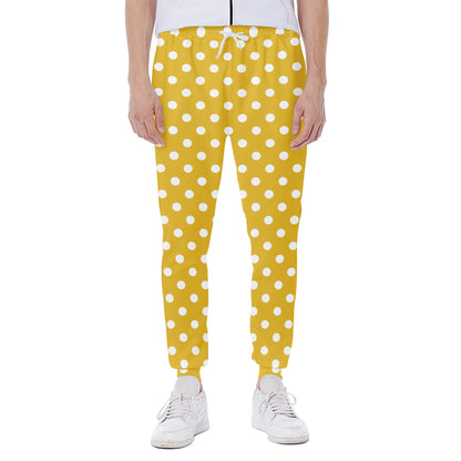 Yellow And White Polka Dot Pattern Print Scuba Joggers