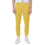 Yellow And White Polka Dot Pattern Print Scuba Joggers