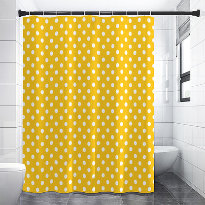 Yellow And White Polka Dot Pattern Print Shower Curtain