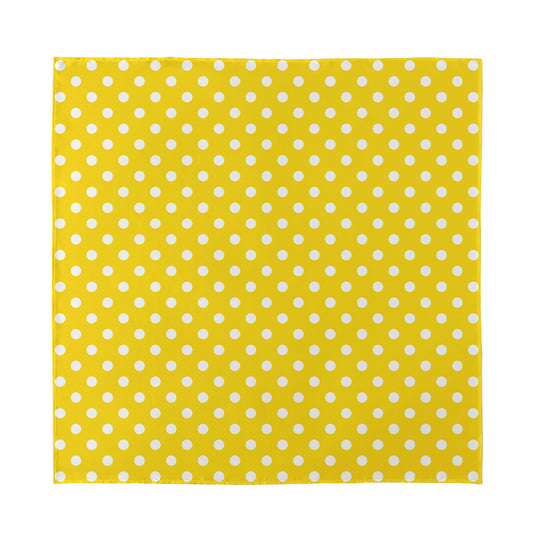 Yellow And White Polka Dot Pattern Print Silk Bandana
