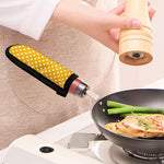 Yellow And White Polka Dot Pattern Print Skillet Handle Cover