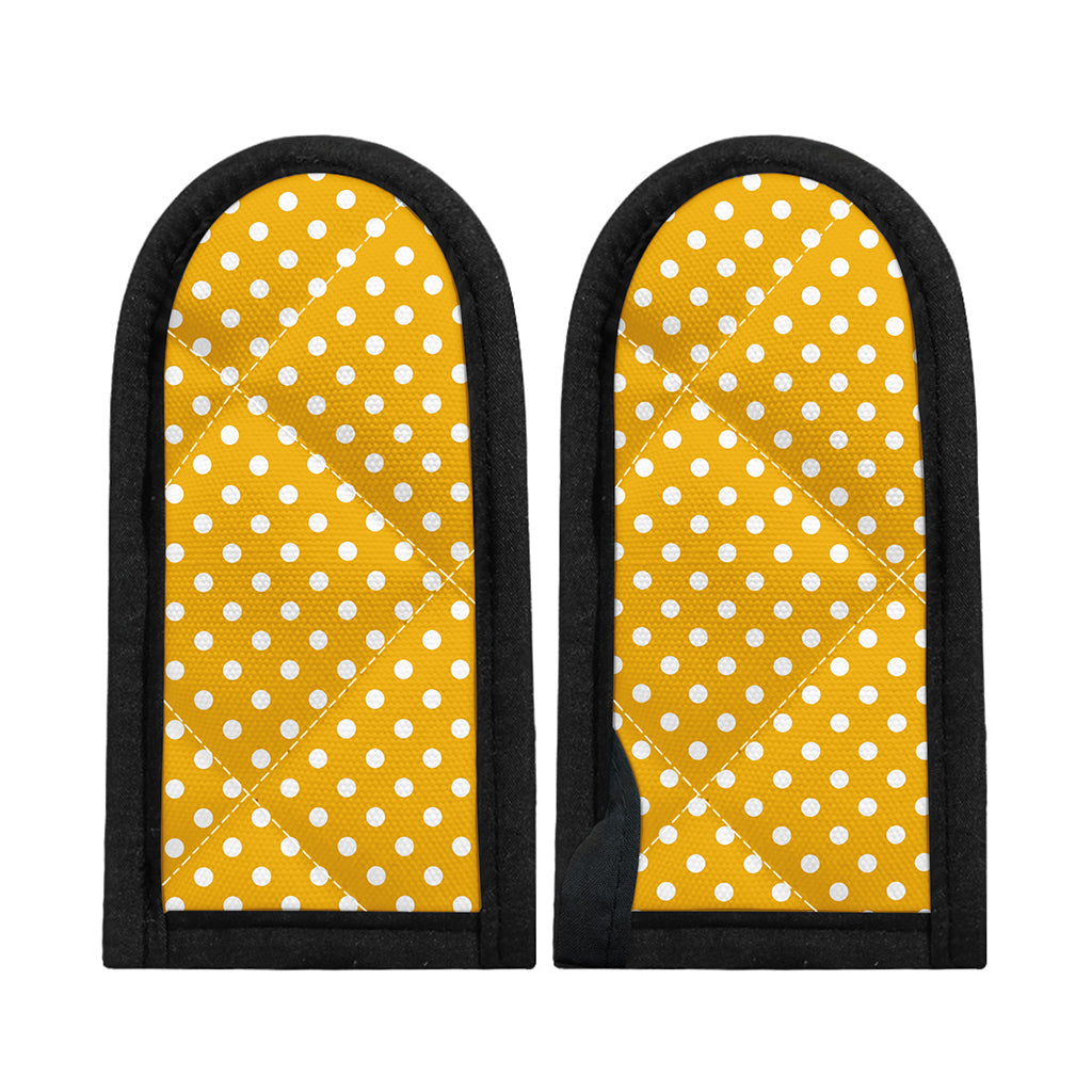 Yellow And White Polka Dot Pattern Print Skillet Handle Cover