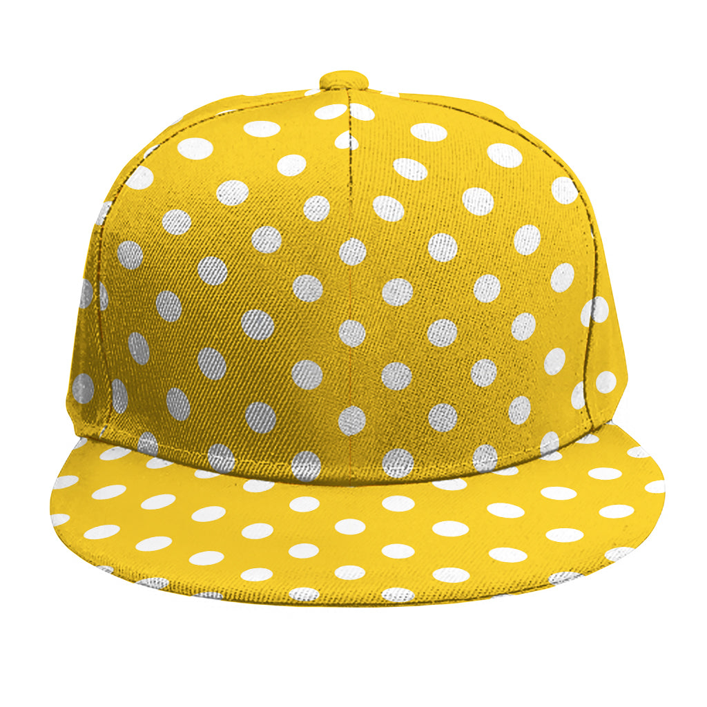 Yellow And White Polka Dot Pattern Print Snapback Cap