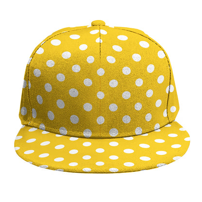 Yellow And White Polka Dot Pattern Print Snapback Cap