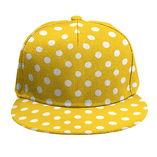 Yellow And White Polka Dot Pattern Print Snapback Cap