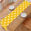 Yellow And White Polka Dot Pattern Print Table Runner
