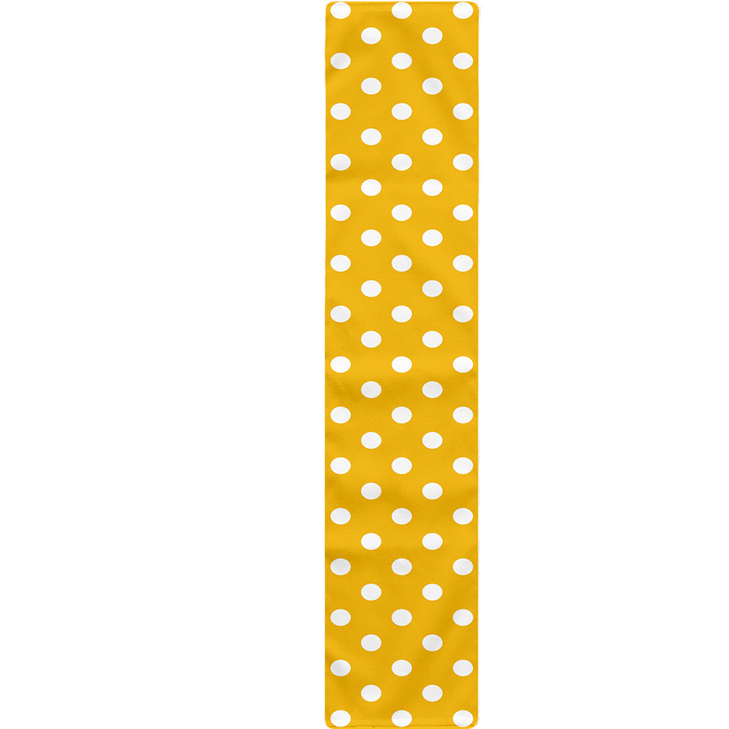 Yellow And White Polka Dot Pattern Print Table Runner
