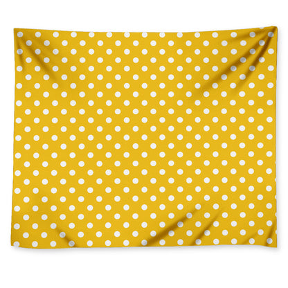 Yellow And White Polka Dot Pattern Print Tapestry