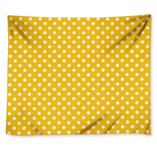 Yellow And White Polka Dot Pattern Print Tapestry