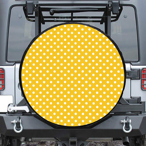 Yellow And White Polka Dot Pattern Print Tire Cover