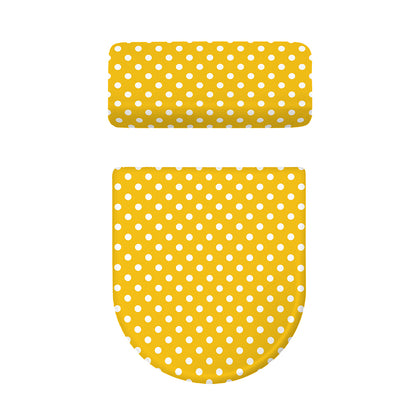 Yellow And White Polka Dot Pattern Print Toilet Lid And Tank Cover Set
