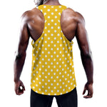 Yellow And White Polka Dot Pattern Print Training Tank Top