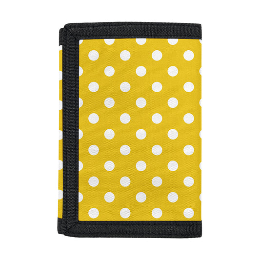 Yellow And White Polka Dot Pattern Print Trifold Wallet