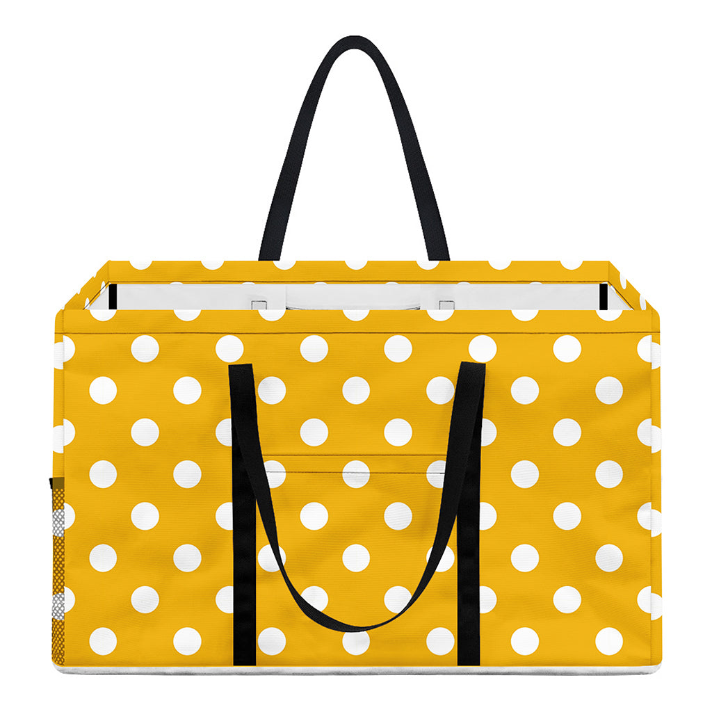 Yellow And White Polka Dot Pattern Print Utility Tote Bag