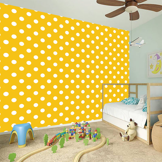 Yellow And White Polka Dot Pattern Print Wall Sticker