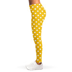 Yellow And White Polka Dot Pattern Print Women's Leggings