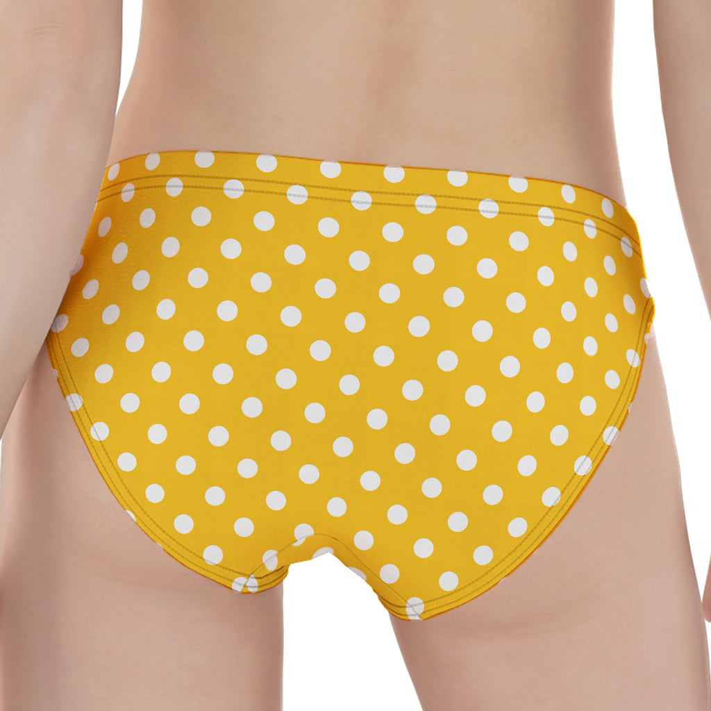 Yellow And White Polka Dot Pattern Print Women's Panties