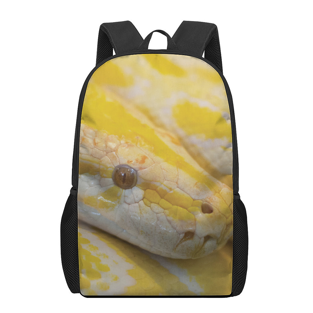 Yellow And White Python Snake Print 17 Inch Backpack