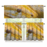 Yellow And White Python Snake Print 3 Piece Kitchen Curtains
