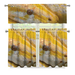 Yellow And White Python Snake Print 3 Piece Kitchen Curtains