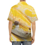 Yellow And White Python Snake Print Aloha Shirt