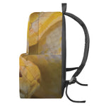 Yellow And White Python Snake Print Backpack