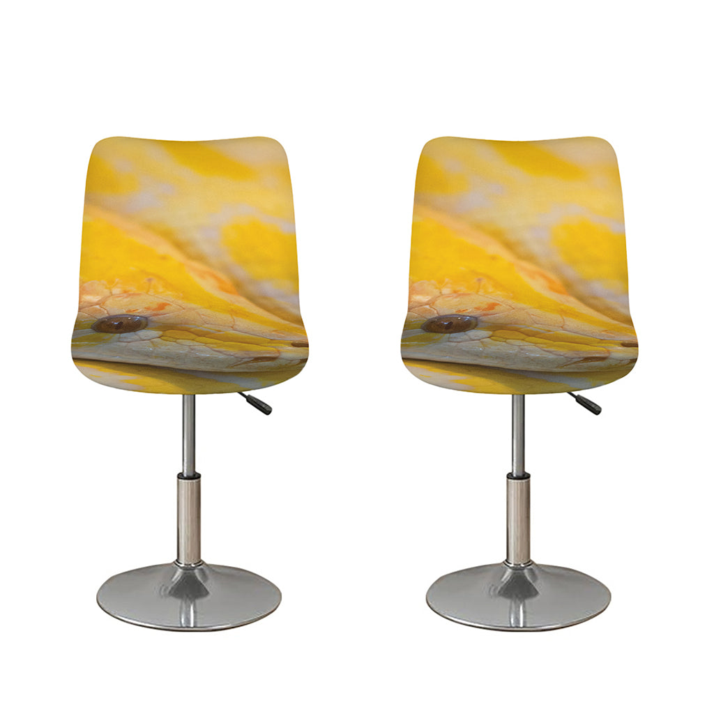 Yellow And White Python Snake Print Bar Stool Covers