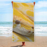 Yellow And White Python Snake Print Beach Towel