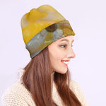 Yellow And White Python Snake Print Beanie
