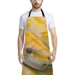 Yellow And White Python Snake Print Bib Apron With Pocket