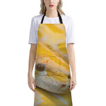 Yellow And White Python Snake Print Bib Apron With Pocket