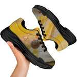 Yellow And White Python Snake Print Black Chunky Shoes