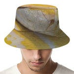 Yellow And White Python Snake Print Bucket Hat