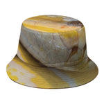 Yellow And White Python Snake Print Bucket Hat