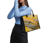 Yellow And White Python Snake Print Canvas Tote Bag