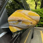 Yellow And White Python Snake Print Car Side Mirror Covers