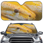 Yellow And White Python Snake Print Car Windshield Sun Shade