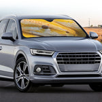 Yellow And White Python Snake Print Car Windshield Sun Shade