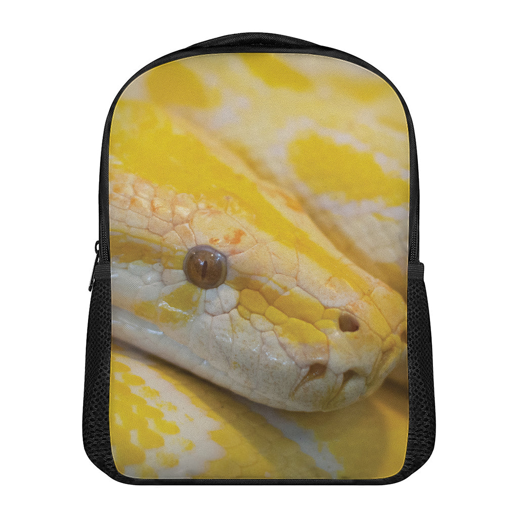 Yellow And White Python Snake Print Casual Backpack