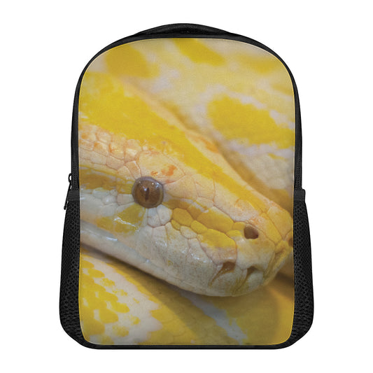 Yellow And White Python Snake Print Casual Backpack