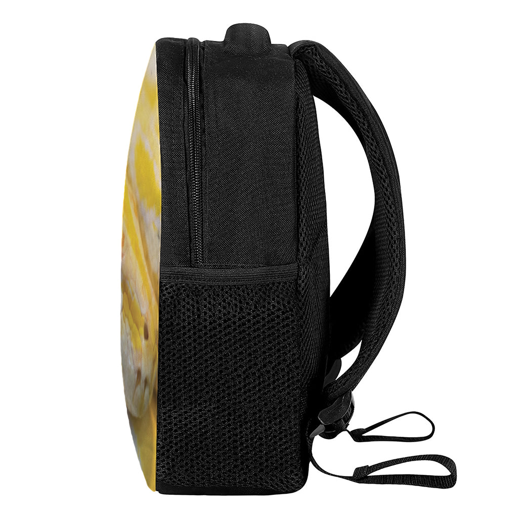 Yellow And White Python Snake Print Casual Backpack
