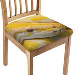 Yellow And White Python Snake Print Chair Cushion Cover