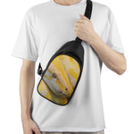 Yellow And White Python Snake Print Chest Bag