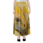 Yellow And White Python Snake Print Chiffon Maxi Skirt