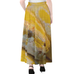 Yellow And White Python Snake Print Chiffon Maxi Skirt
