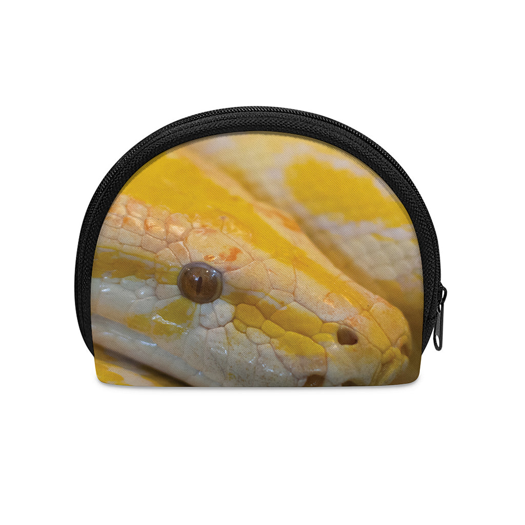 Yellow And White Python Snake Print Coin Purse