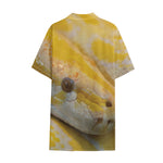 Yellow And White Python Snake Print Cotton Hawaiian Shirt