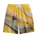 Yellow And White Python Snake Print Cotton Shorts
